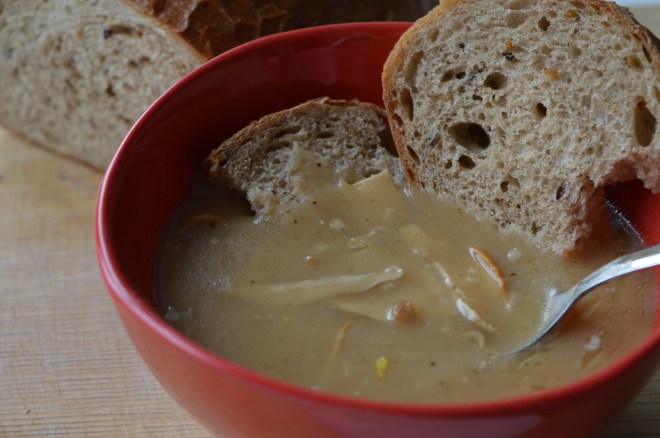 Slovak Mushroom Dip (hubová mačanka) is typically eaten with slices of fresh bread
