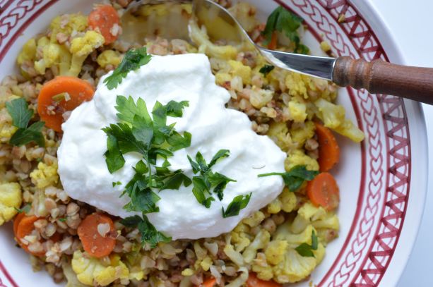 Buckwheat Groats with Braised Cauliflower and&nbsp;Carrots