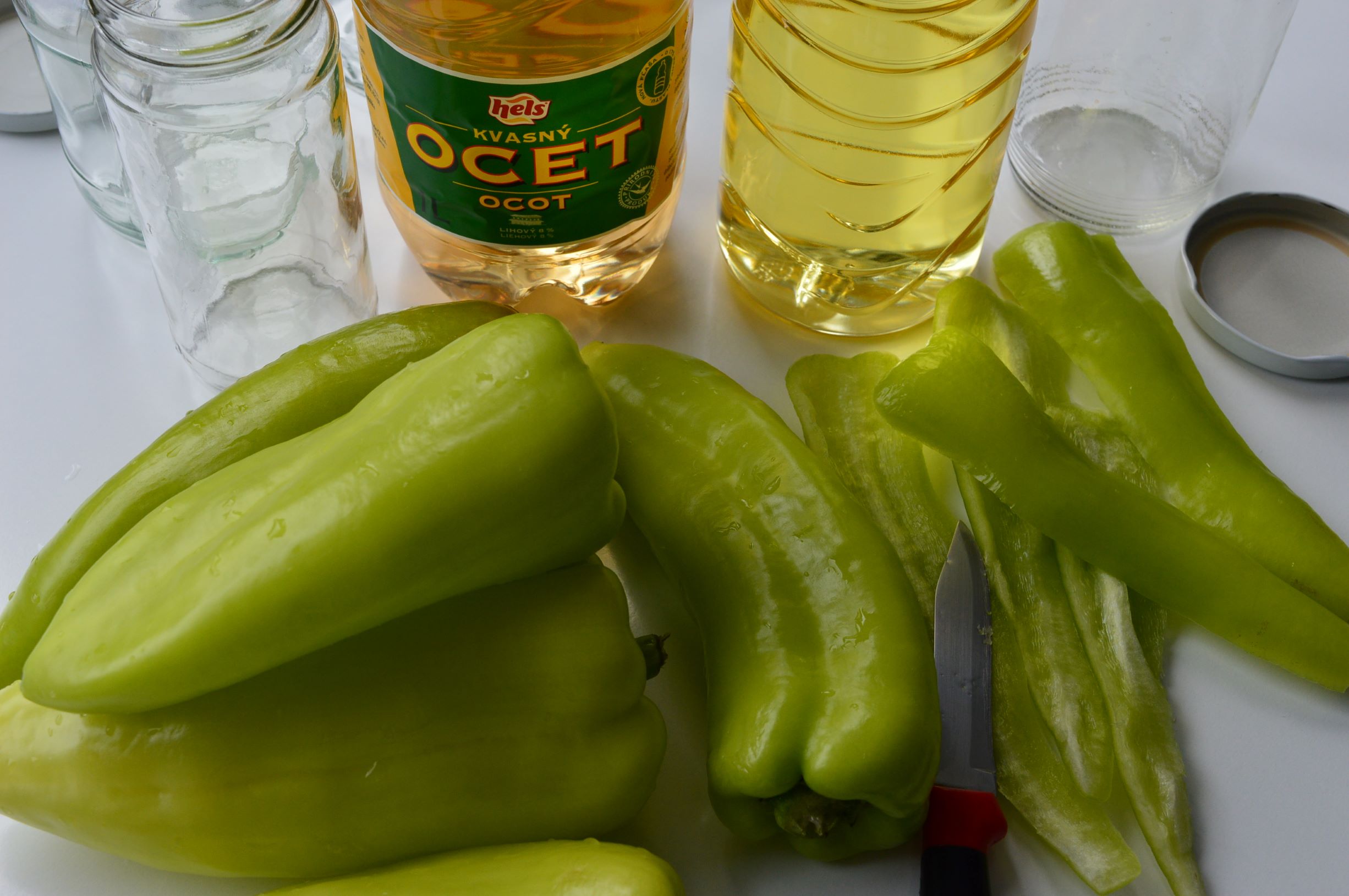 ingredients for pickled green peppers