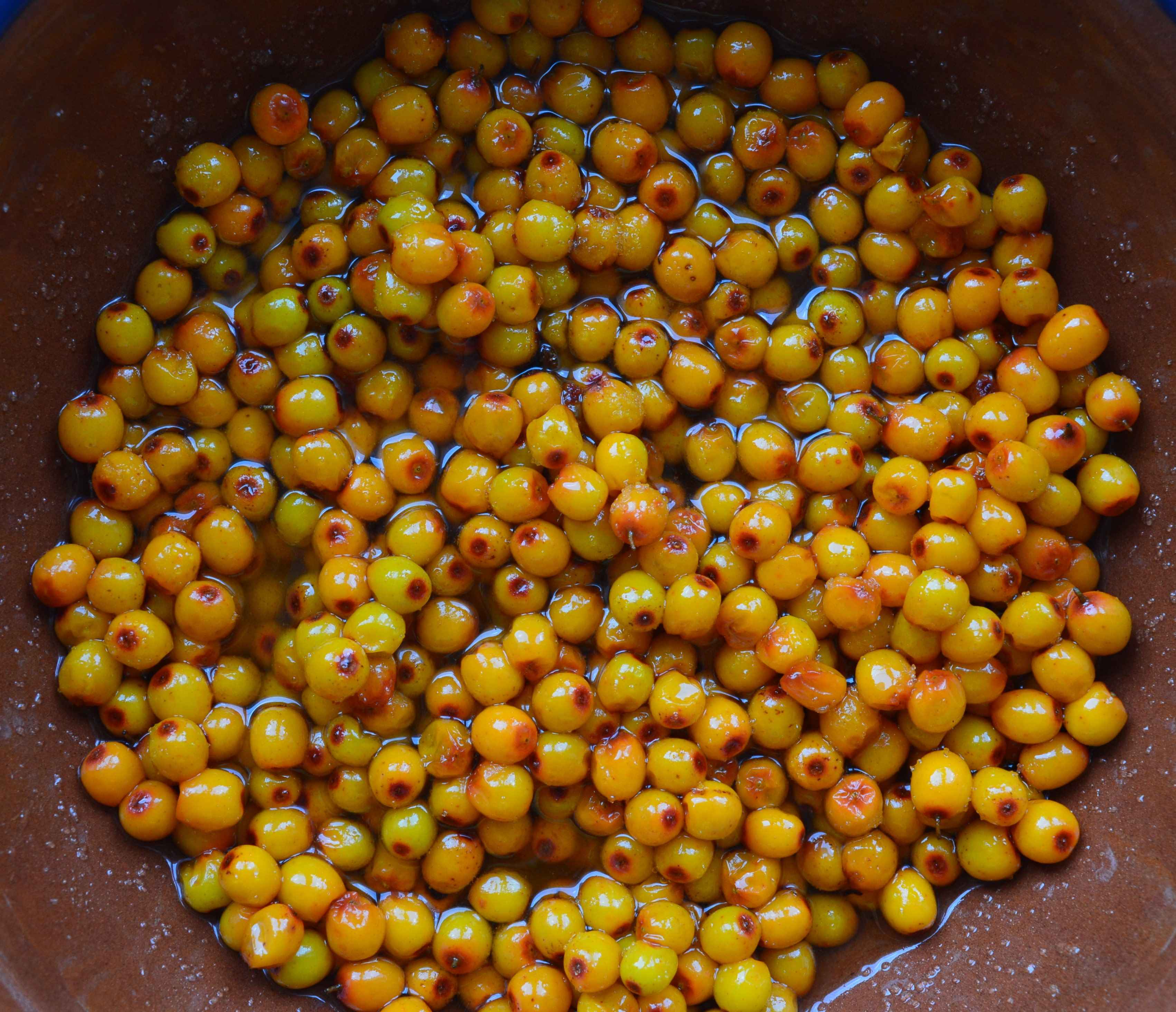 sugared seaberries before blending